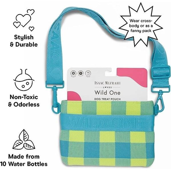 WILD ONE DOG TREAT POUCH & Poop Bag Dispenser  Wear 2 Ways CROSSBODY green/blue