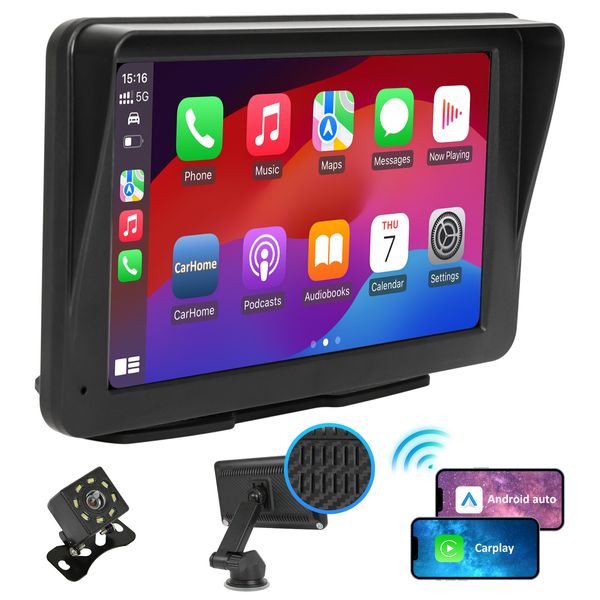 Universal 7" Touch Screen Car Radio IOS CarPlay Android Auto Portable Stereo