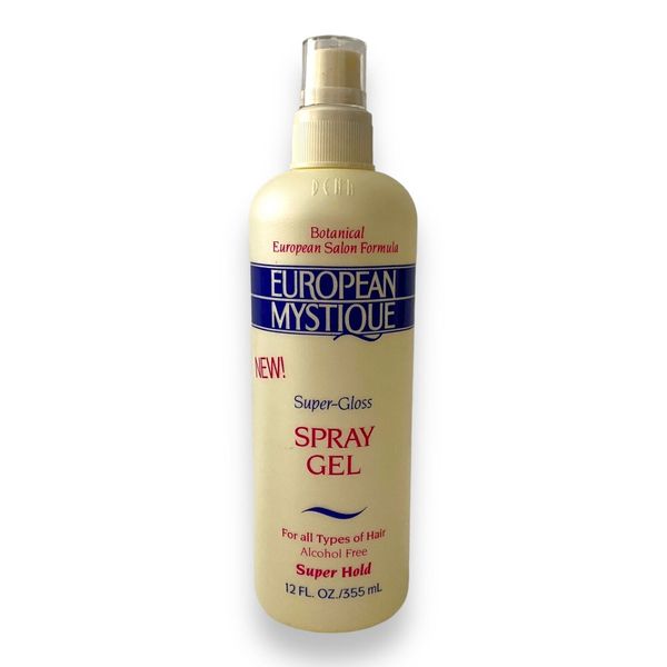Vintage European Mystique Super Gloss Spray Gel Super Hold 12 OZ - NOS 1991