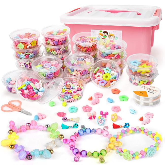 2000 Pcs Toys Girls Birthday Present Ranking DIY Materials Beads Handmade Making Toys Girls Gift Anniversary Christmas Handmade Necklace Bracelet Toy