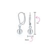 Simple Basic Dangling Lever back Round Bead Ball Drop Earrings For Women .925 Sterling Silver 8MM