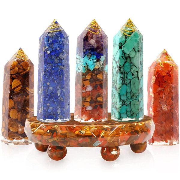 Crystals and Healing Stones Set for Reiki Healing-6pcs Healing Crystals Sets -Crystal Wands Set for Chakra Balancing Meditation Wiccan Housewarming Decor Gifts