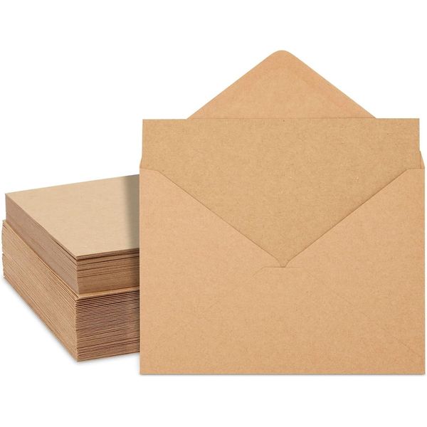 Best Paper Greetings 50 Pack Blank 5x7 Note Cards and Envelopes Set, Brown