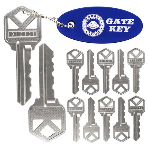 Magna Latch Series 3 Key Replacement for Magna-Latch Locks with Forward Facing Keyhole (New Style)-Key 313131 for Lokklatch-MagnaLatch Pool Gate Models with Robby's Cloud Key Float Keychain (12 Pack)