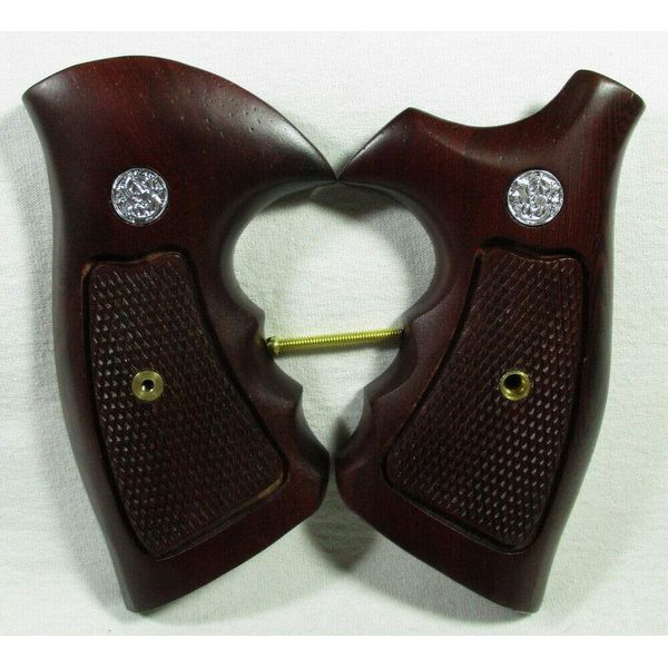 Smooth Industries Wood Checkered Grips for S &W Revolvers, K, L Frame, Square/Round Butt, New