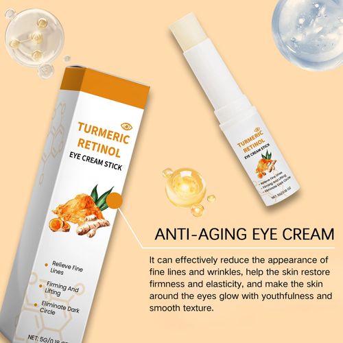 Turmeric Retinol Eye Stick, Under Eye Cream Stick for Dark Circles and Puffy Eyes, Anti Wrinkle Eye Cream to Smooth and Firm, Retinol Eye Cream Anti Aging, Turmeric Eye Cream Stick, Reduces Fine Lines