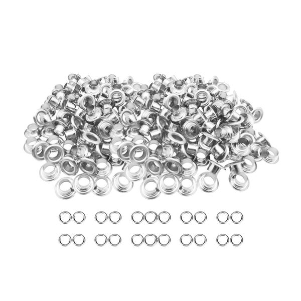 Trimming Shop 4mm Eyelets with Washers Durable Iron Grommets for Clothing Decoration, DIY Projects, Leathercraft, Scrapbooking, Shoes, Bags, Silver, 100pcs