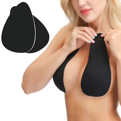 Breast Lift Tape for Large Breasts Push Up Sticky Adhesive Bra for A-E Cup Black DD+