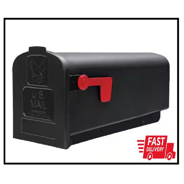 Parsons Black Plastic Medium Mailbox Post Mount Outdoor Residential Mail Box