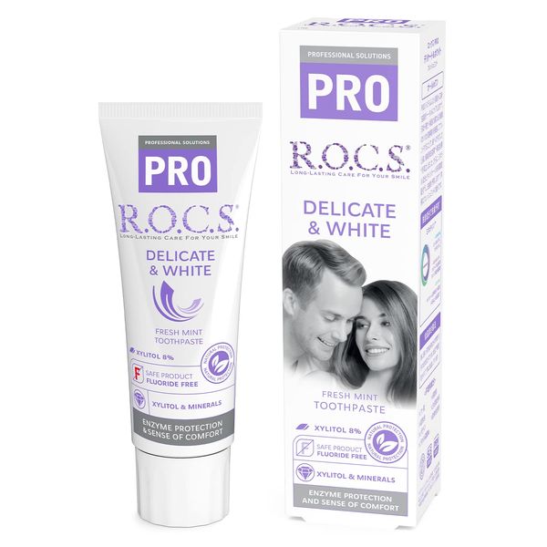 R.O.C.S. Rocks PRO Delicate & White Fresh Mint, Total Care, Enzyme Filled Whitening Toothpaste, 3.3 oz (94 g)