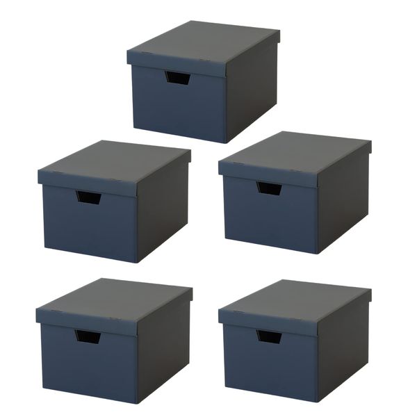 Toyo Case, A4 Storage Box, Set of 5, Width 13.0 x Depth 16.9 x Height 10.2 inches (33 x 43 x 26 cm), Cardboard Storage, File, Documents, Storage Case, Made in Japan (Black)