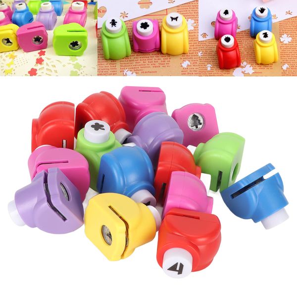 Tnfeeon 15pcs Paper Punches for Crafts Card Making, Kids DIY Stimulate Imagination Mini Hole Punch Craft Punch Multi Colour Shaper Punchers for Scrapbooking Journaling Photos Greeting Cards