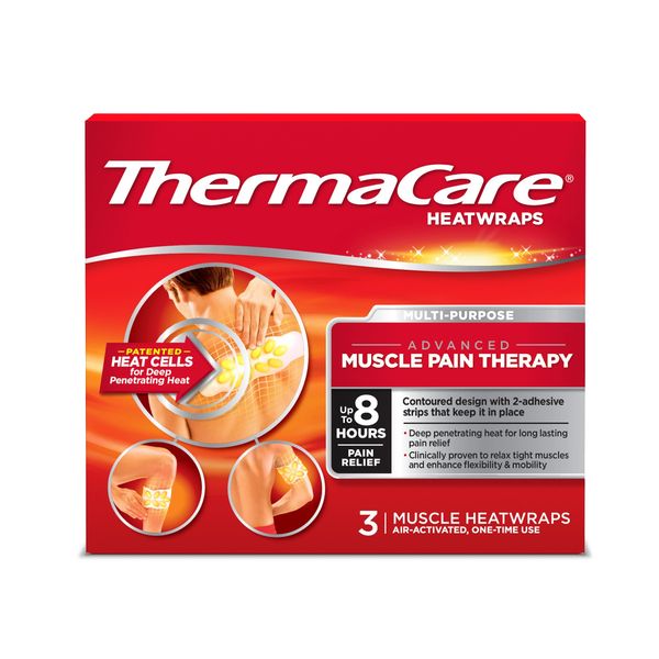 ThermaCare Portable Heating Pad, Joint and Muscle Pain Relief Patches, Multi-Purpose Heat Wraps, 3 Count