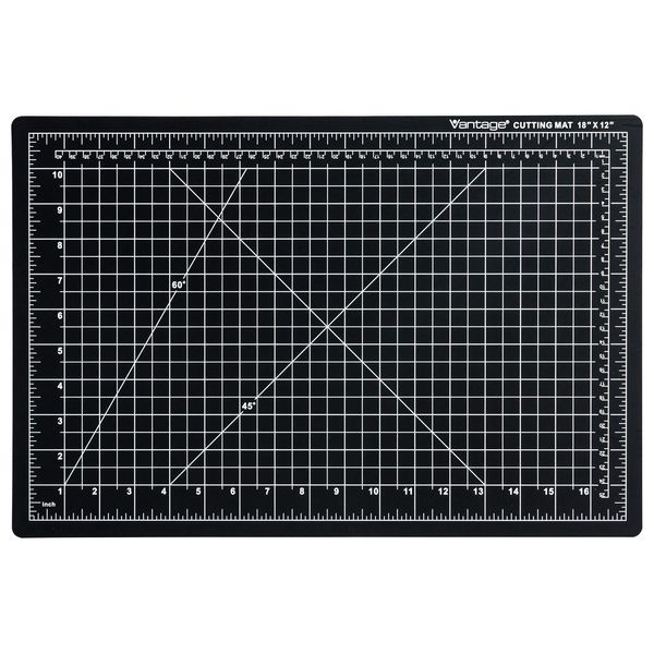 Dahle Vantage 10671 Premium Self-Healing Cutting Mat, 12"x18", 1/2" Grid, 5 Layers for Max Healing, Perfect for Crafts & Sewing, Black