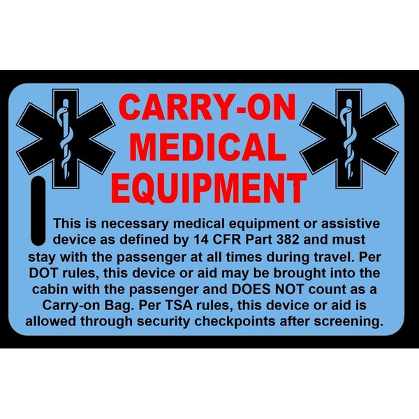 Sky Blue Carry-On Medical Equipment Bag Tag - TSA