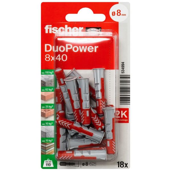 Fischer 542034 Blister Pack Duopower 8 x 40 K
