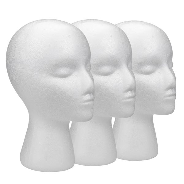 Foraineam 3 Pack 11 Inch Foam Wig Heads Female Foam Mannequin Head Wigs Display Stand Holder Manikin Cosmetics Model Head for Wigs, Glasses, Hats, Hairpieces