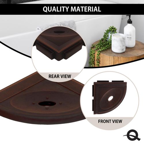 Questech 5" Shower Soap Dish Shelf for Inside Shower, Lugged for New Construction, Bath Organizer for Tiled Walls, Corner Soap Holder, Metro Lugged, Oil Rubbed Bronze Finish