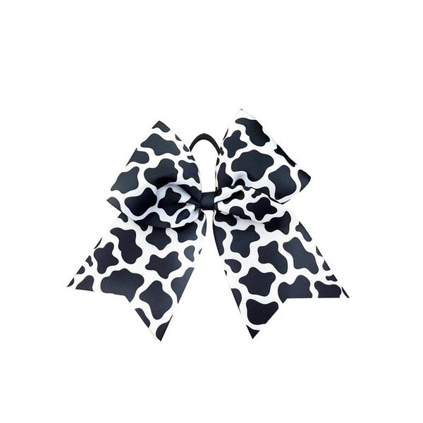 Cow Stria Cheer Bow Milk Cow Ponytail Holder Bowknot Cow Print Cheerleading Bow Cow Stria Jumbo Bow PHB11 (Cow Stria Bow)