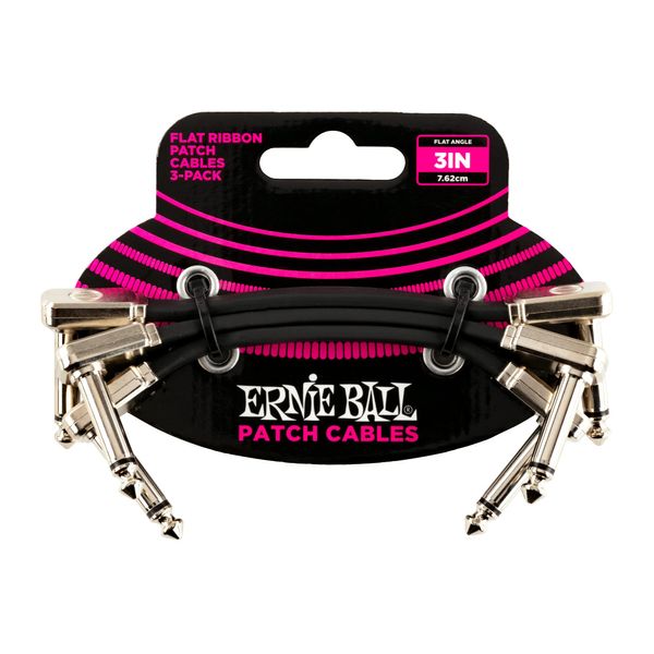 Ernie Ball 3 inch Flat Ribbon Patch Cable 3-Pack