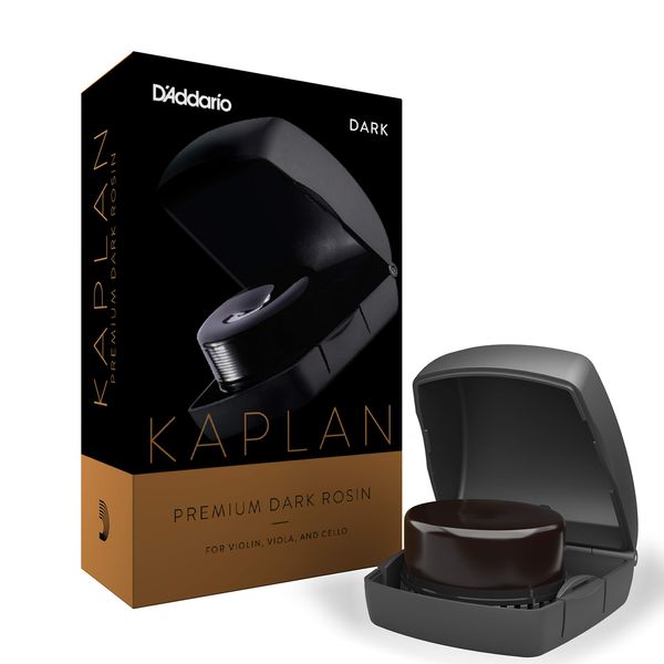 D'Addario Violin Rosin - Cello Rosin - Kaplan Premium Dark Rosin with Case for Violin, Viola, Cello - For Horsehair or Synthetic Bows