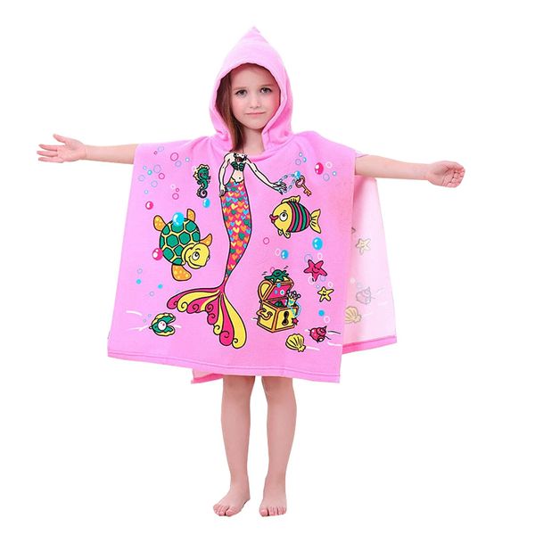 JORAKI Hooded Towel for Kids, Kids Poncho Towel Hooded Beach Towel Swimming Bath Towel Ultra Soft and Absorbent Bathrobe for Girls Boys Children Toddler 2-8 Years Old