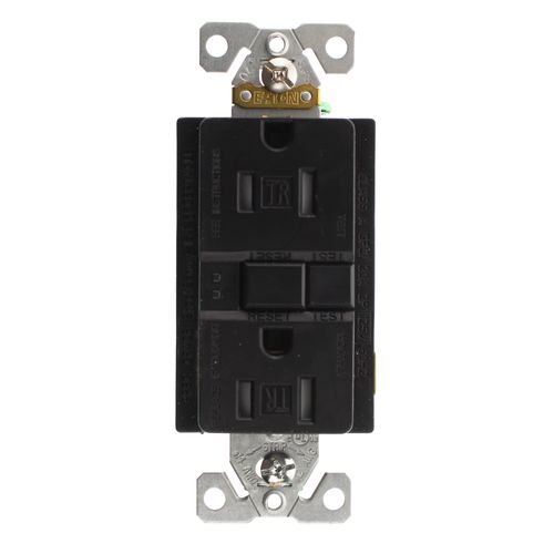 Eaton GFCI Self-Test 15A -125V Tamper Resistant Duplex Receptacle with Standard Size Wallplate, Black
