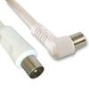 kenable RF Aerial Fly Lead Coax Plug to Right Angled Plug Cable WHITE 2m [2 metres]