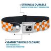 Buckle-Down Checker White/Tan Orange Dog Collar Bone, Large/15-26"