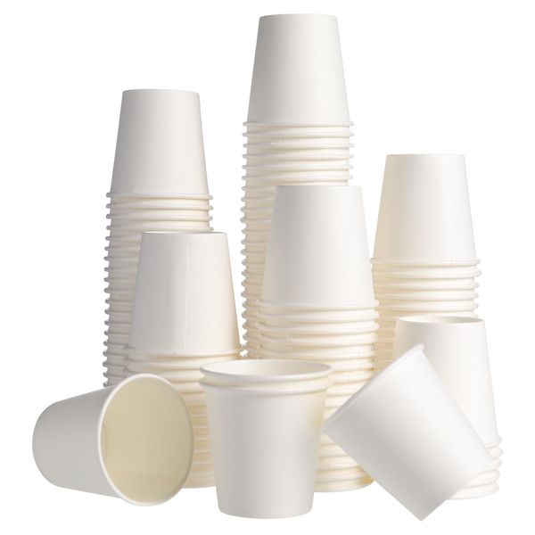 FRIUSATE 150 Pcs Disposable White Paper Cups 2.5 Oz Disposable Coffee Cups Small White Paper Cups Eco Friendly for Cffee Water Tea Juice Beer