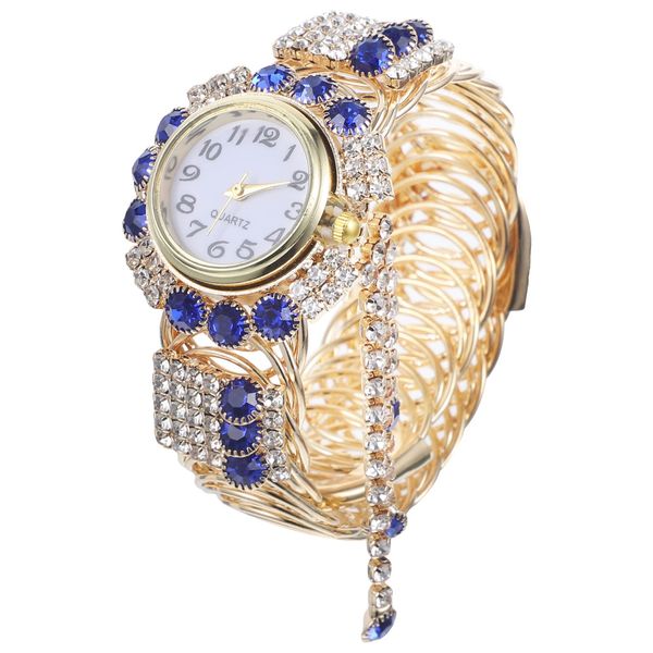 Hemobllo Ladies Dress Watch Luxury Quartz Rhinestone Shining Bling Watches for Women Bracelet