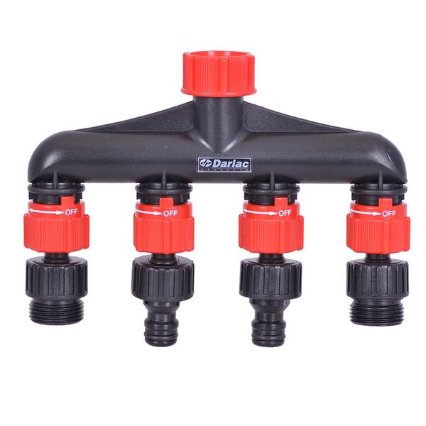 4 Way Tap Connector with Quick Click and 3/4 BSP Threaded Outlets