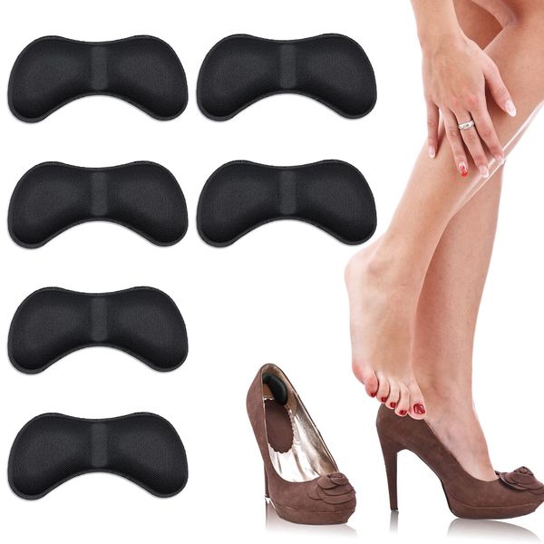 3 Pairs Heel Grip Liner Heel Cushion Pads Shoe Pads Heel Stickers Shoe Heel Grips Self-Adhesive Heel Cushion Inserts for Loose Shoes Prevent Heel Slipping Improved Shoe Fit Rubbing Blisters(Black)