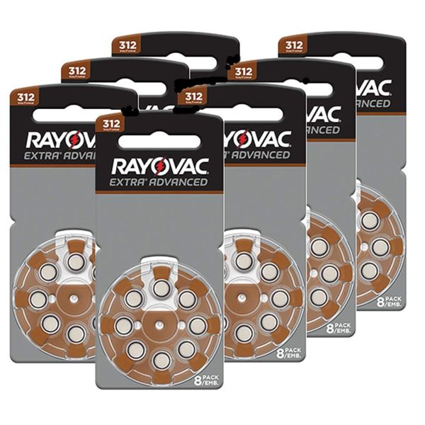 Rayovac Size 312 Extra Advanced Mercury Free Hearing Aid Batteries (56 Batteries)