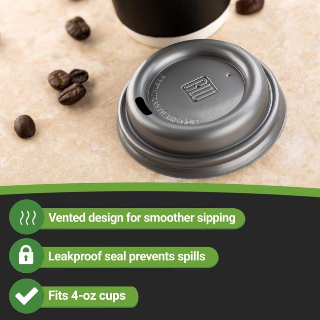 Restpresso Pewter Gray Plastic Coffee Cup Lid - Fits 4 oz - 500 count box