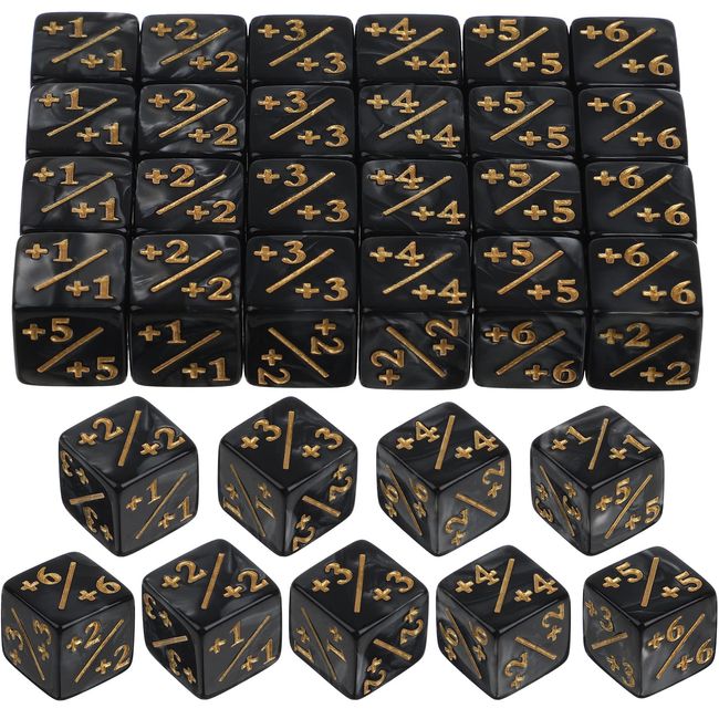 Gadpiparty 24 Pcs Dice Counters Token Dice Acrylic D6 Dice Loyalty Dice Compatible with MTG, CCG, Card Gaming Accessory for Kids Learning Toys Black