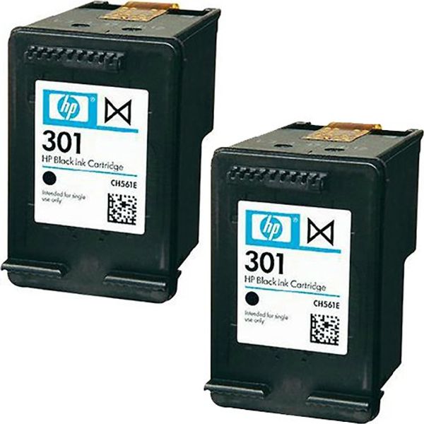 HP 301 Black Ink Cartridge (CH561EE x 2) Double Pack