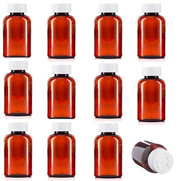 This Health 200ml Pill pots with lids, empty plastic medicine amber bottles, pill storage containers with screw child safe caps, Very strong medicine storage bottles