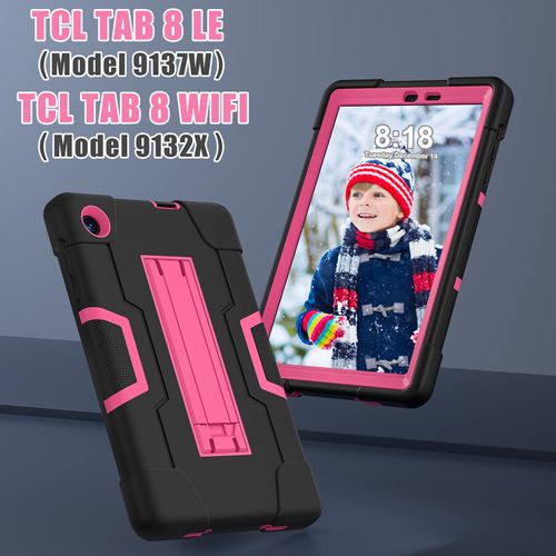 Dteck for TCL TAB 8 LE Android 12 Tablet Case 8.0" 2023 Release (Model 9137W), Plastic Shell Shockproof Protective Hard Back Cover Case with Kickstand, Drop Protection Lightweight Cover, Black/Rose