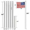 16FT Sectional Flag Pole Flagpole Halyard 3'x5' US Flag and Ball Top Kit Outdoor