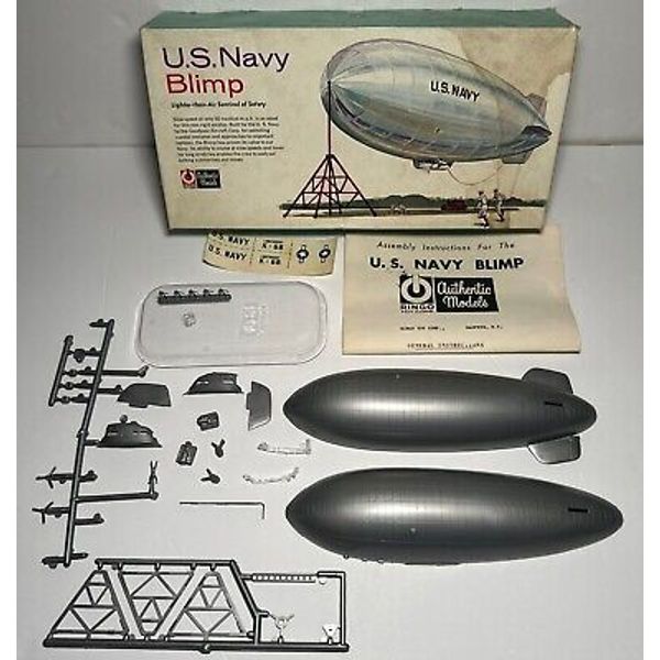 VTG 1964 Ringo Toy Corp. US Navy Blimp Open Box Plastic Model Kit 100% COMPLETE