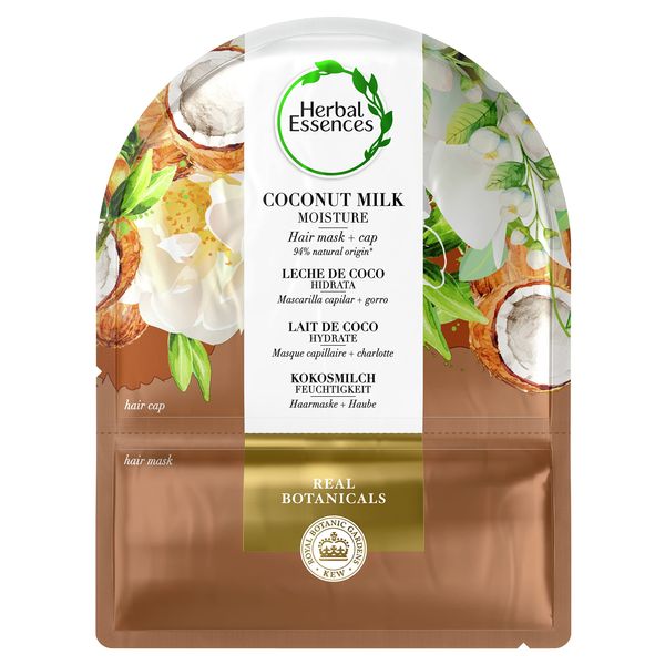 Herbal Essences Coconut Oil Hair Mask & Reusable Shower Cap, Stocking Filler, 20ml, Gifts for Women and Teens