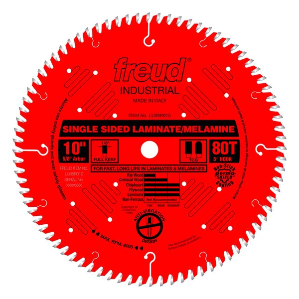 Freud LU98R010: 10" x 80T Single Sided Laminate/Melamine Blade