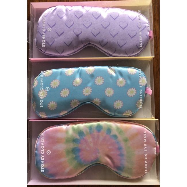 3 Pack Cute Girls Sleeping Eye Mask - Rainbow Tie Dye - Daisy Purple Party Favor