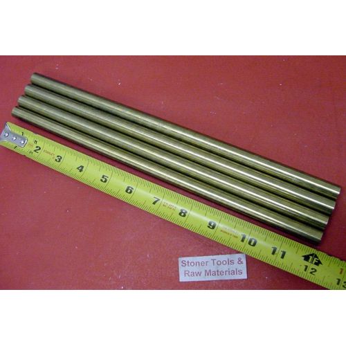 4 Pieces 7/16" C360 Brass Solid Round Rod 12" Long New Lathe Bar Stock H02 .437"