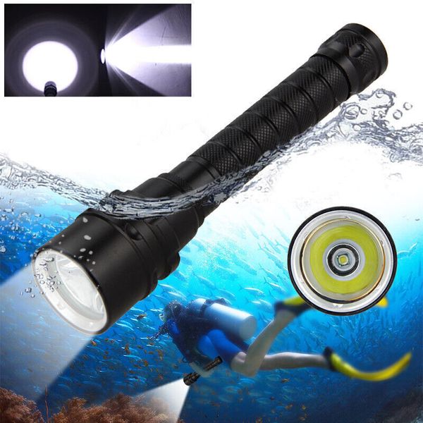 Underwater LED Diving Flashlight 9000lm Waterproof Rechargeable Torch Lamp