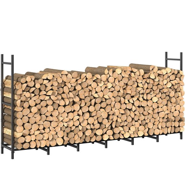 8FT Heavy Duty Firewood Rack Outdoor, Upgrade Log Holder Organizer for Fireplace