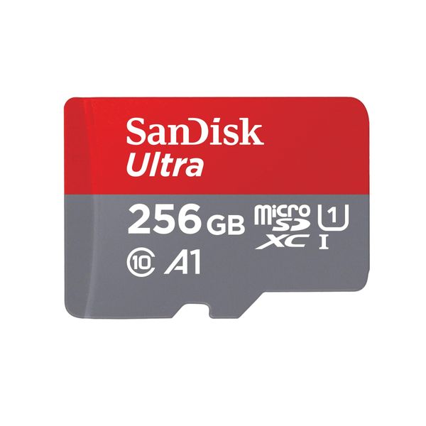 SanDisk Ultra microSDXC UHS-I memory card 256 GB+adapter (for Android smartphones and tablets and MIL cameras, A1, C10, U1, 120 MB/s transfer)