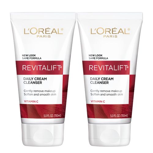 L'Oréal Paris Revitalift Daily Cream Cleanser, Gentle Makeup Remover Face Wash with Vitamin C, 5 fl. oz (Pack of 2)