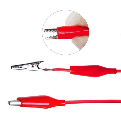 Cleqee 2pcs 4mm Banana Plug Alligator Clip Test Lead Kit Black Bug Clip Banana Plug 4mm Copper Soft Cable Wire Set Red + Black